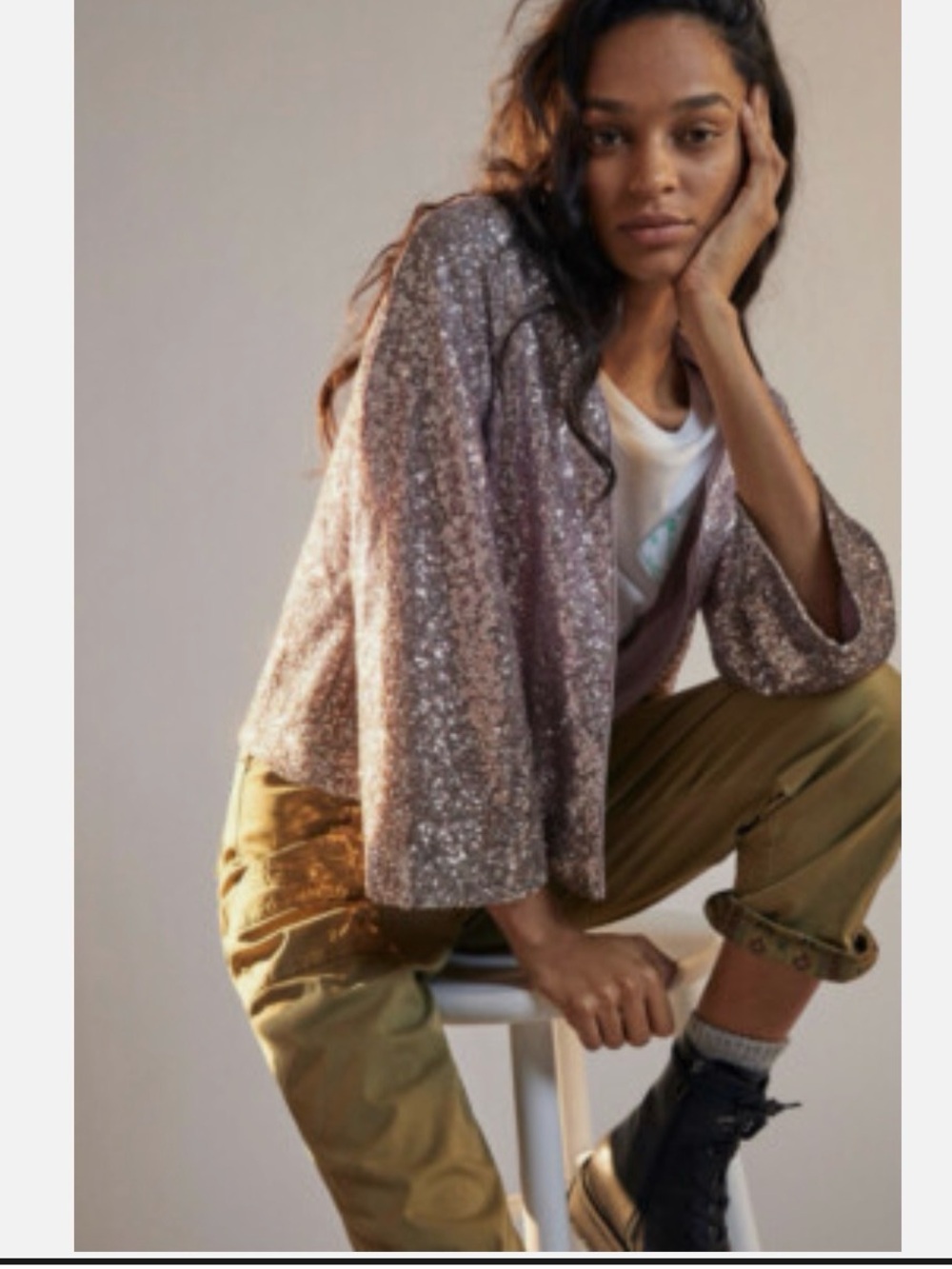 NWT Anthropologie Zaya Sequin Kimono Jacket Size M